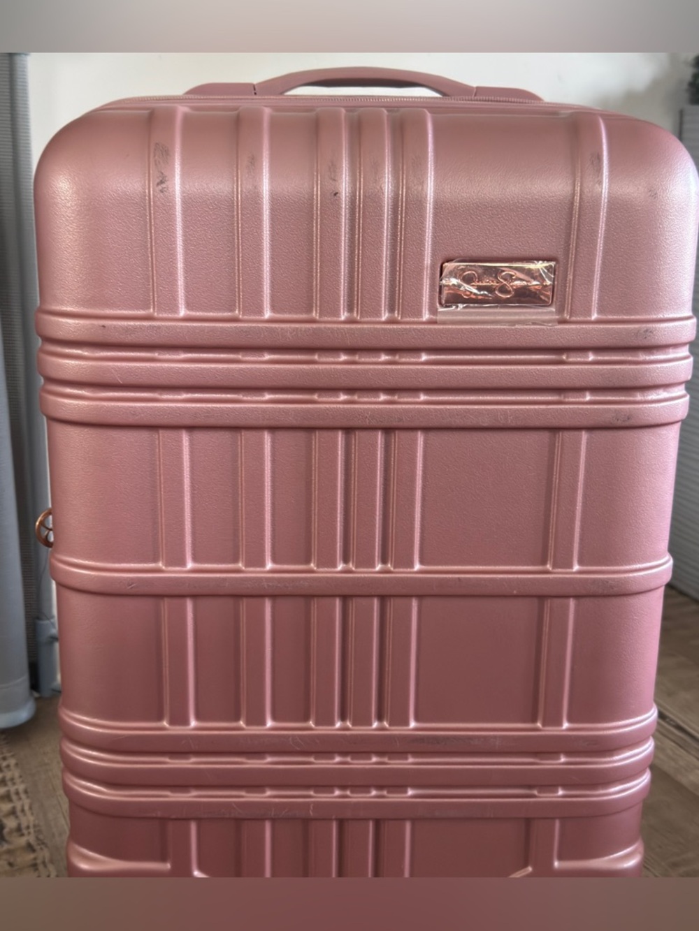 Jessica Simpson Jewel Plaid Hardside set Rose Gold Carry-On Spinner Luggage - Picture 11 of 16